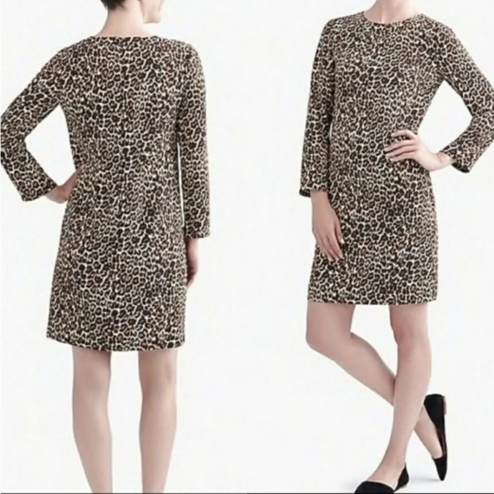 J. Crew crepe shift dress in‎ cat leopard sz 2 NWOT